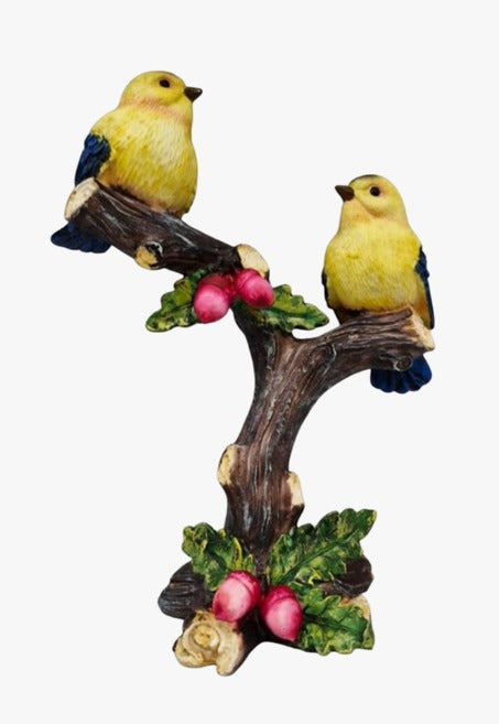 1802B  Set of Cheerful Yellow Birds on Branch Figurine