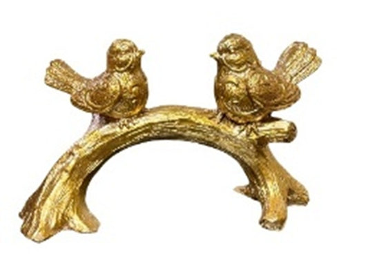 1463B  Golden Pair of Birds on Tree Branch Decorative Showpiece
