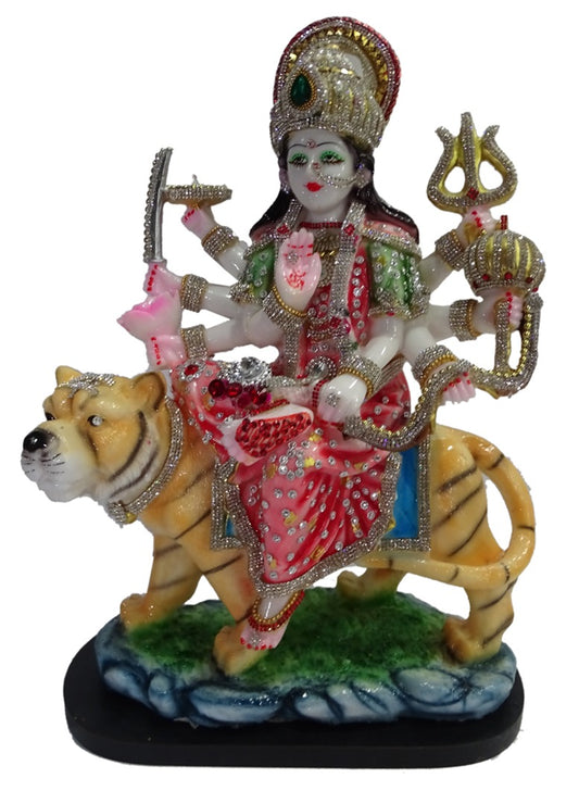 P703APD   Premium Marble Maa Durga Idol on Tiger