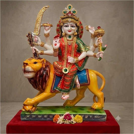 1825J  Premium Hand-Painted Maa Durga Idol on Lion