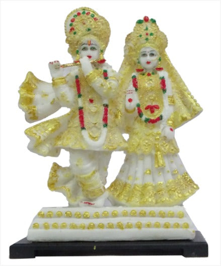 PP343B  Elegant White Gold Radha Krishna Idol