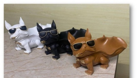 1708  Luxury French Bulldog Resin Ashtray – Stylish Decorative Tabletop Organizer