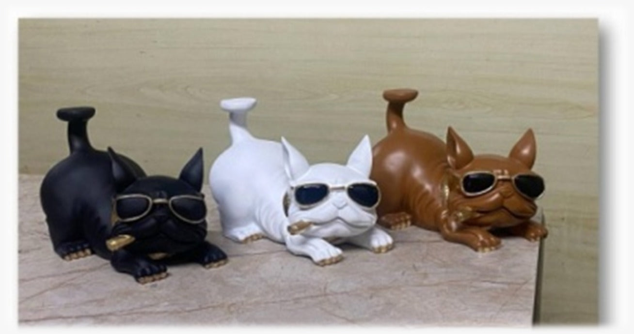 1709  Luxury French Bulldog Resin Decorative Showpiece – Modern Home &amp; Office Décor