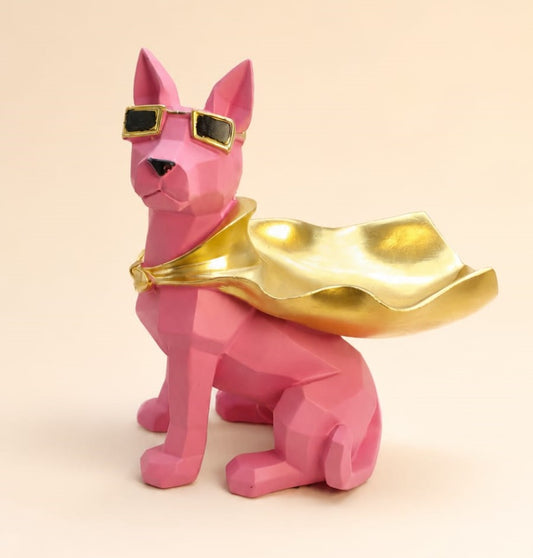 2092B   Luxury Geometric Dog Resin Tray Showpiece – Modern Decorative Organizer